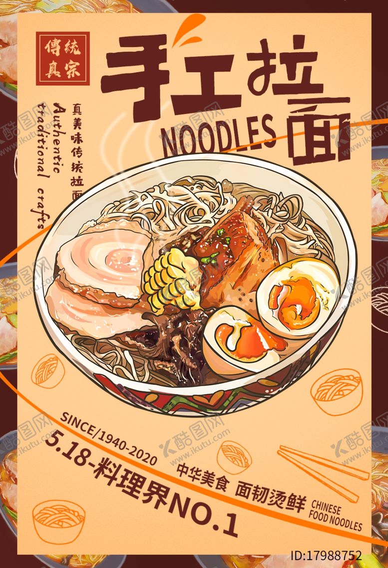 编号：77572005072330254039【酷图网】源文件下载-手工拉面海报