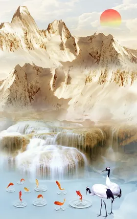 大理石屏风玄关背景挂画沙发背景墙入户玄关