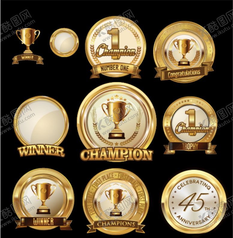 编号：11749309180026207880【酷图网】源文件下载-金色奖牌
