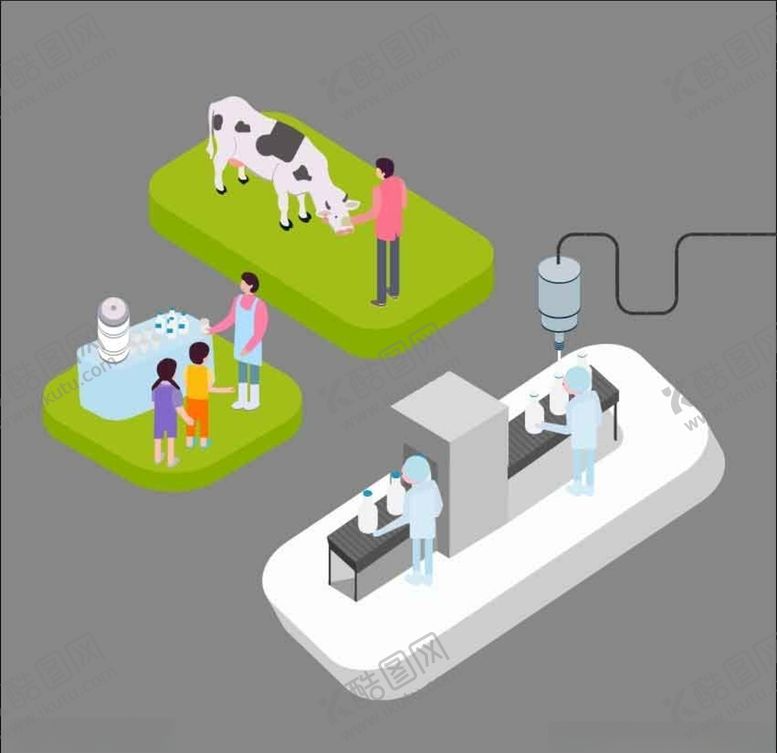 编号：18246310020253261835【酷图网】源文件下载-奶工厂奶工厂奶牛插画