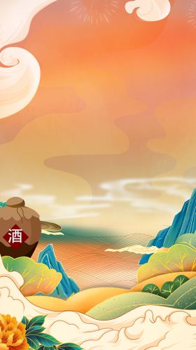 中国风原创插画海报背景素材海报