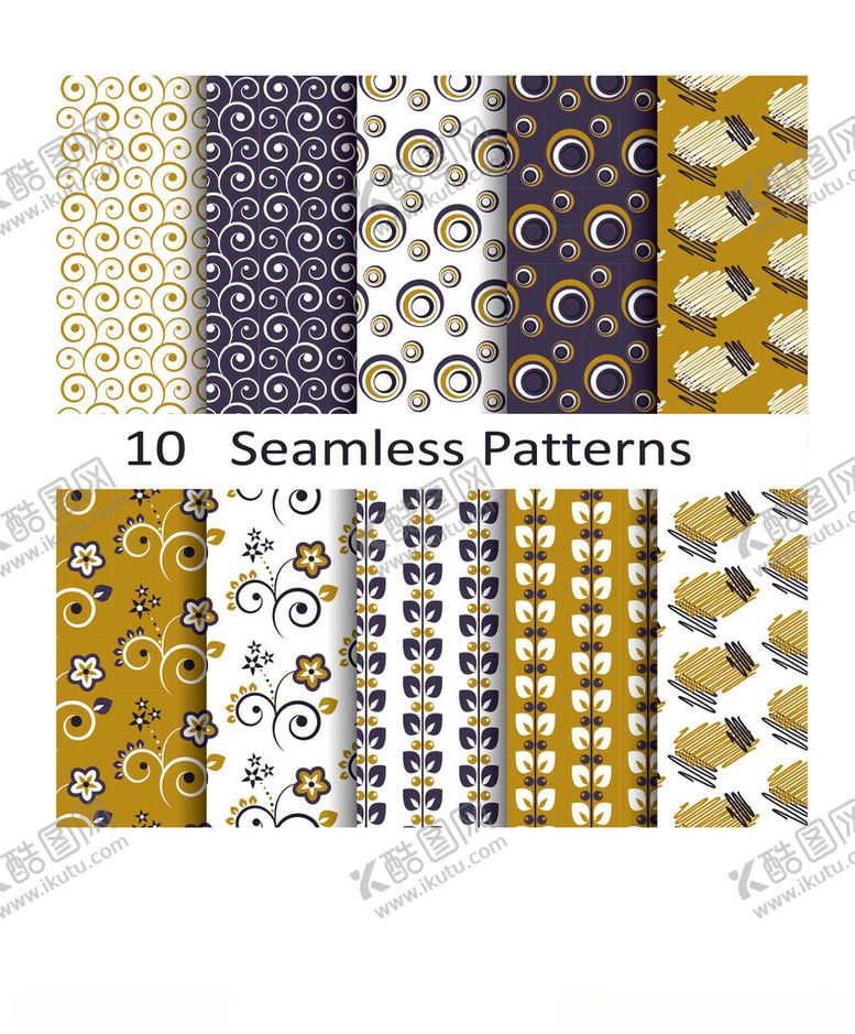 编号：89697911212019252477【酷图网】源文件下载-10款无缝图案集合