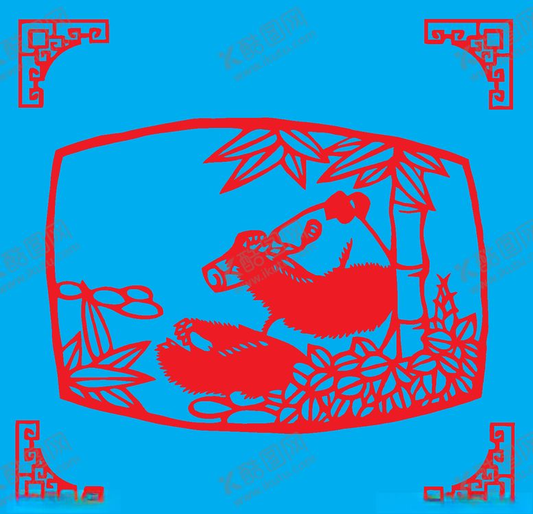 编号：20112910281502426753【酷图网】源文件下载-熊猫剪纸