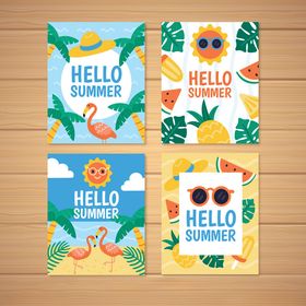 夏日主题创意卡片设计