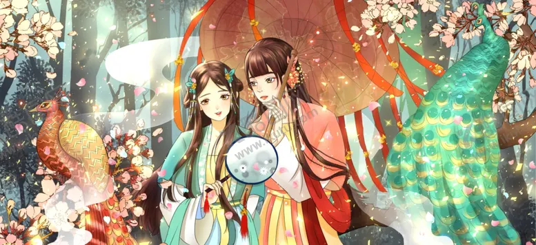 编号：80561904290348184424【酷图网】源文件下载-汉服女性传统复古插画背景素材