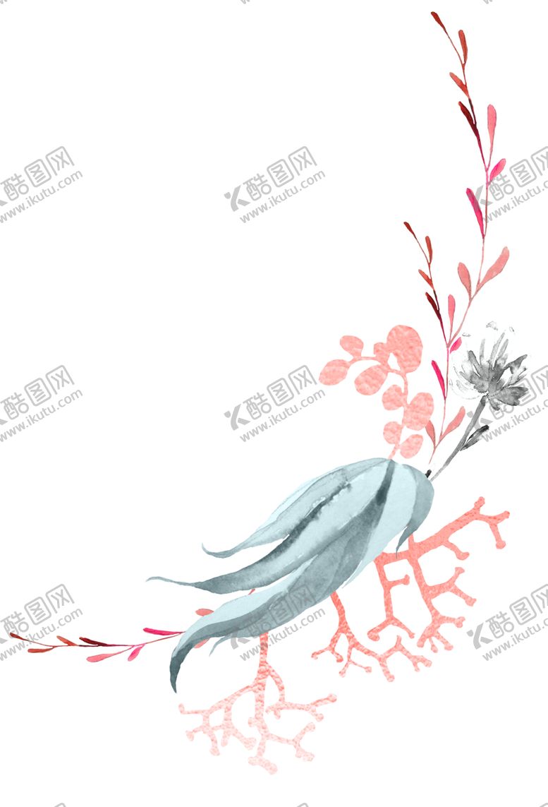 编号：42517409240326372542【酷图网】源文件下载-水彩植物花朵装饰
