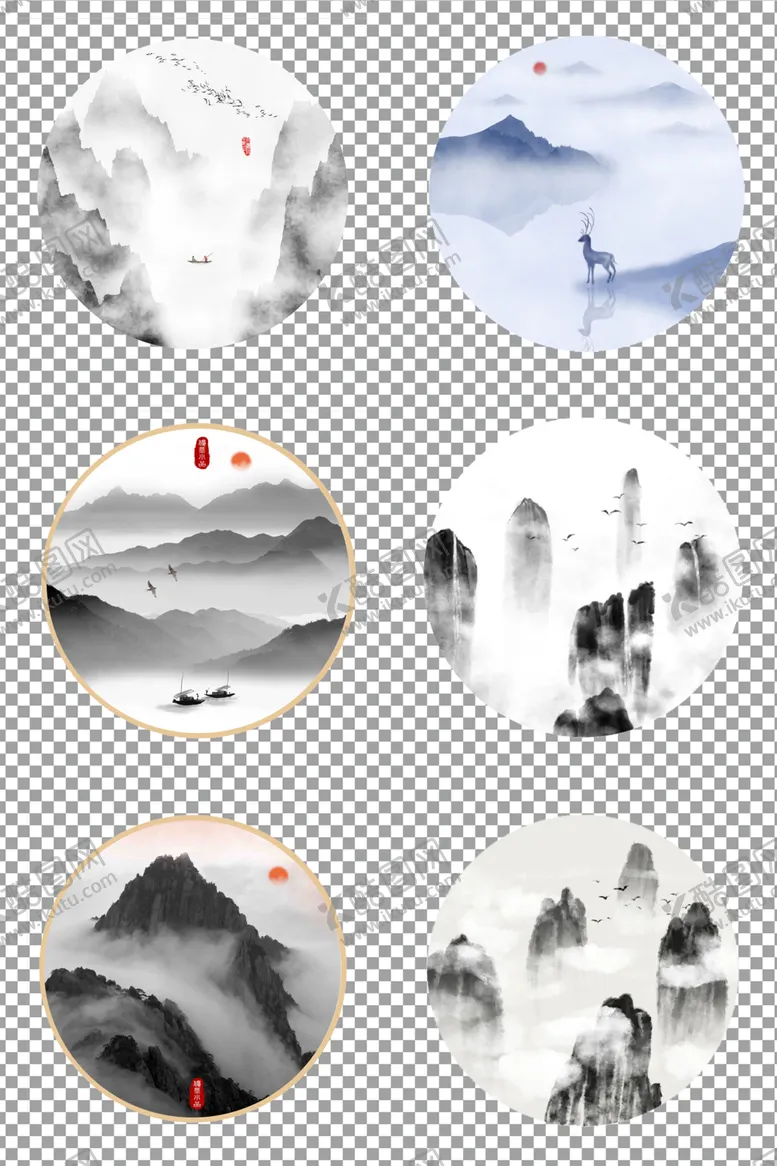 编号：25079407012158025634【酷图网】源文件下载-水墨山水画装饰