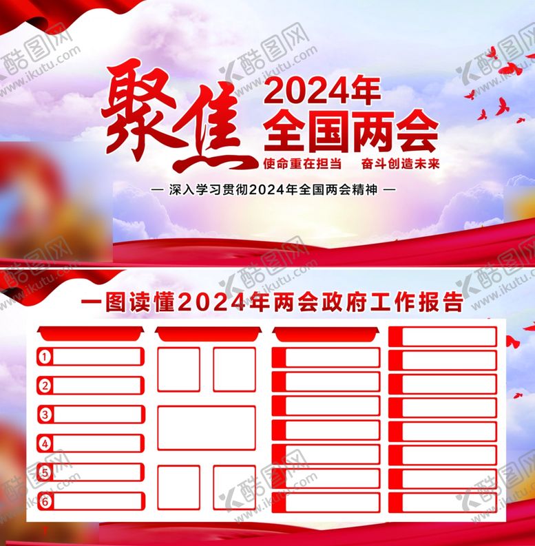 编号：88527002050221293353【酷图网】源文件下载-聚焦2024全国两会宣传展板