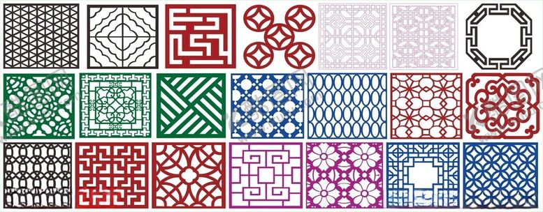 编号：81982211020433425055【酷图网】源文件下载-窗花镂空花纹屏风隔断雕花