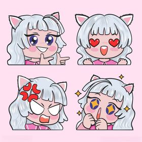 可爱猫耳女孩表情四连拍