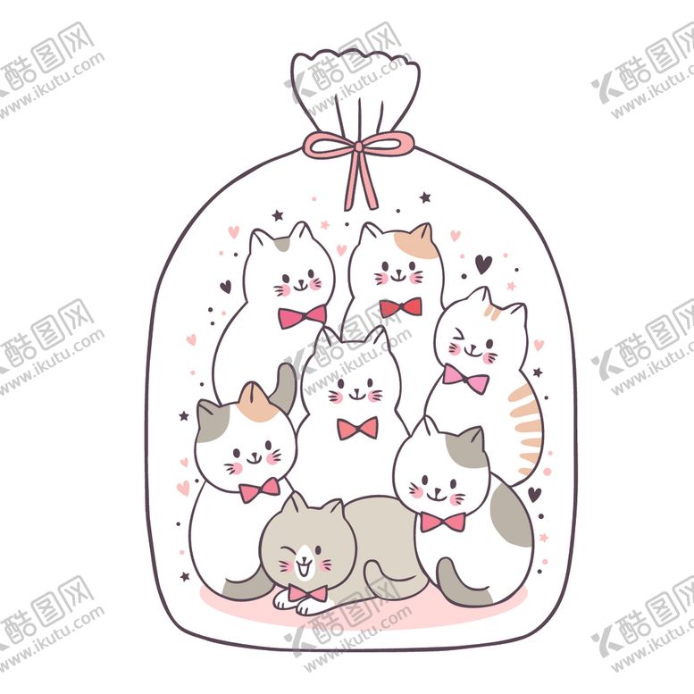 编号：59942309291701352040【酷图网】源文件下载-呆萌可爱小猫咪插画