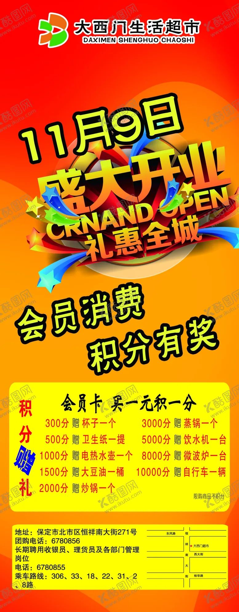 编号：50852904070631549988【酷图网】源文件下载-超市开业海报易拉宝
