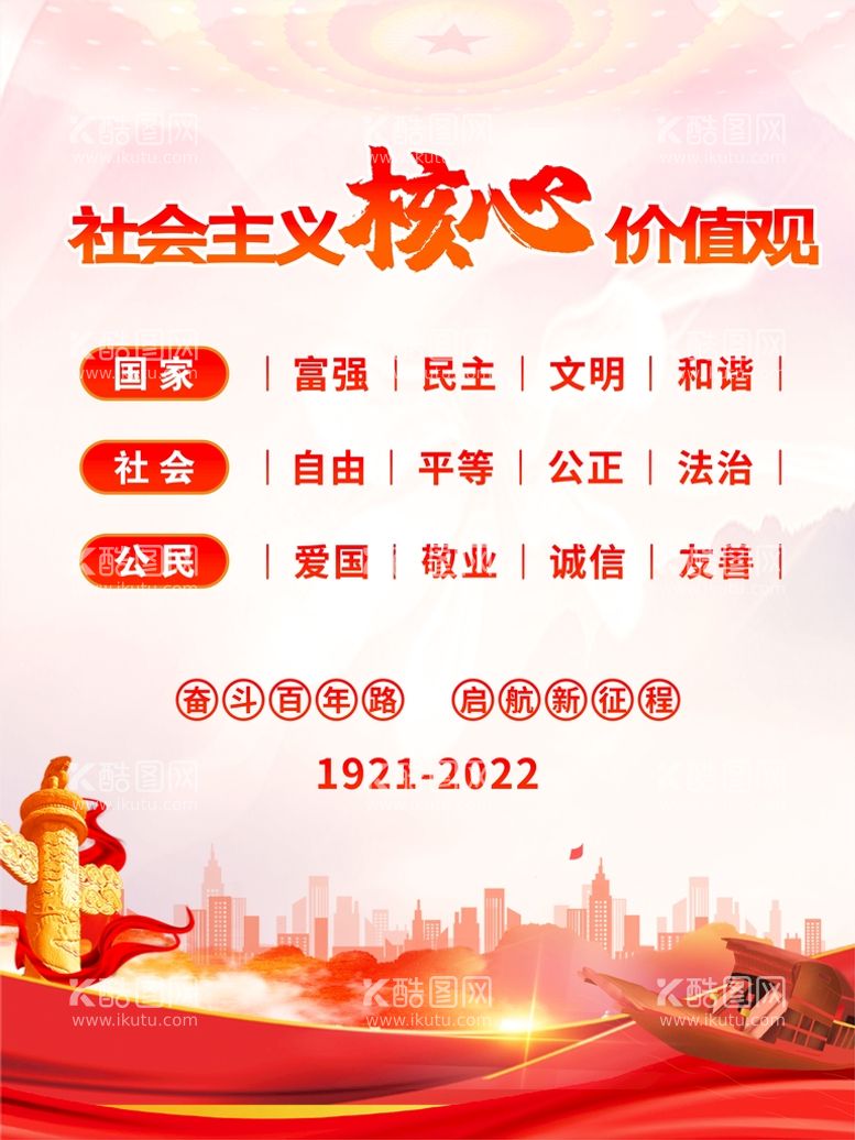 编号：29258312212323332872【酷图网】源文件下载-党建核心价值观展板海报