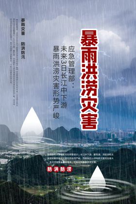 暴雨防洪社会公益宣传海报素材