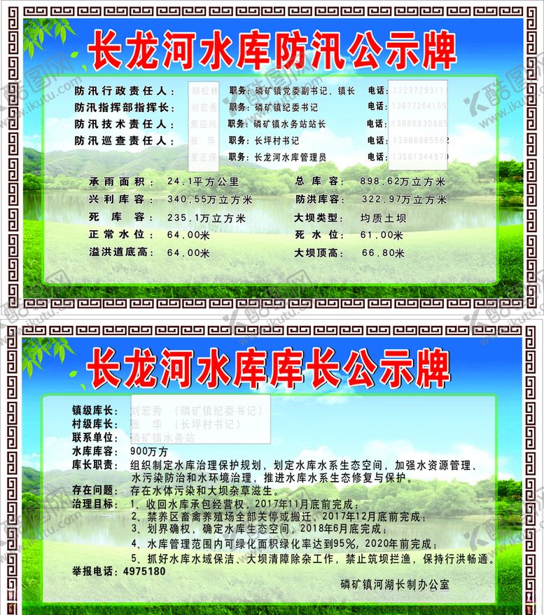编号：34318010220352407022【酷图网】源文件下载-水库防汛公示牌