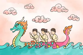 端午节手绘划龙舟设计