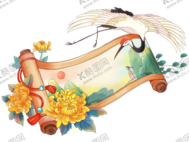 编号：41817202241212079144【酷图网】源文件下载-秋天重阳节画卷插画
