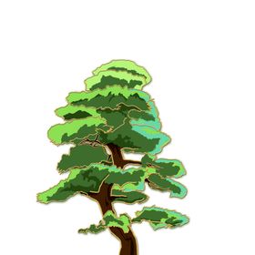 手绘矢量松树线条