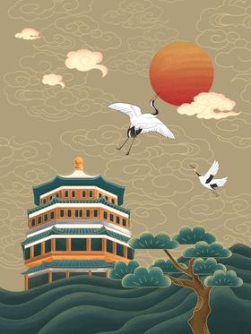 黄鹤楼国潮风旅游风景宣传海报