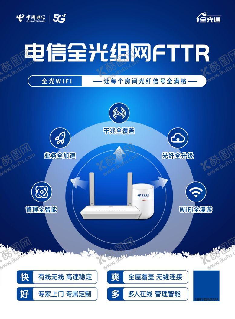 编号：43827301282234161934【酷图网】源文件下载-电信全光组网FTTR智家