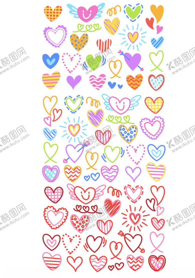 编号：16888704271835426101【酷图网】源文件下载-多彩爱心图案素材集合