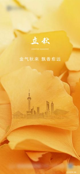 立秋落叶二十四节气黄色