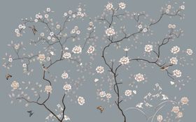 工笔花鸟背景墙装饰画
