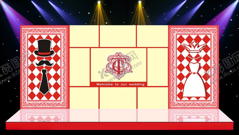 编号：67358509290035372380【酷图网】源文件下载-红色主体婚礼现场布置设计源文件