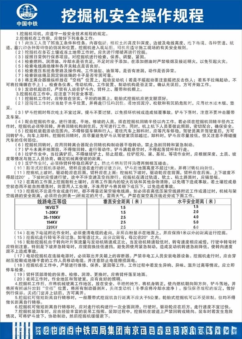 编号：81721701220919258932【酷图网】源文件下载-挖掘机安全操作规程