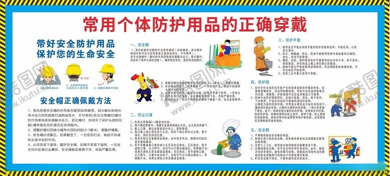 编号：11506002142108338371【酷图网】源文件下载-工地施工防护用品穿戴规范展版