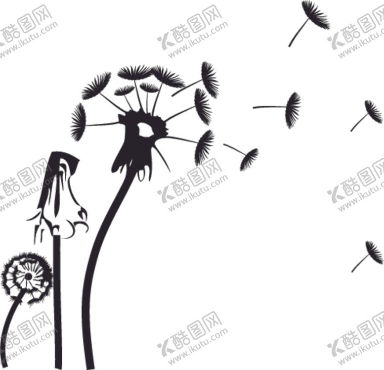 编号：53828209211932053098【酷图网】源文件下载-蒲公英剪影墙贴雕刻矢量图