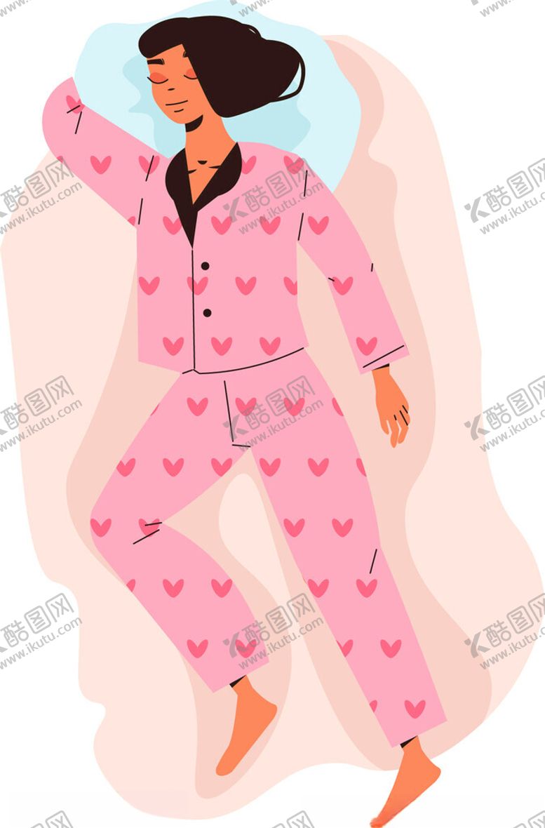 编号：23885404210053407733【酷图网】源文件下载-粉色睡衣女子舒适入眠
