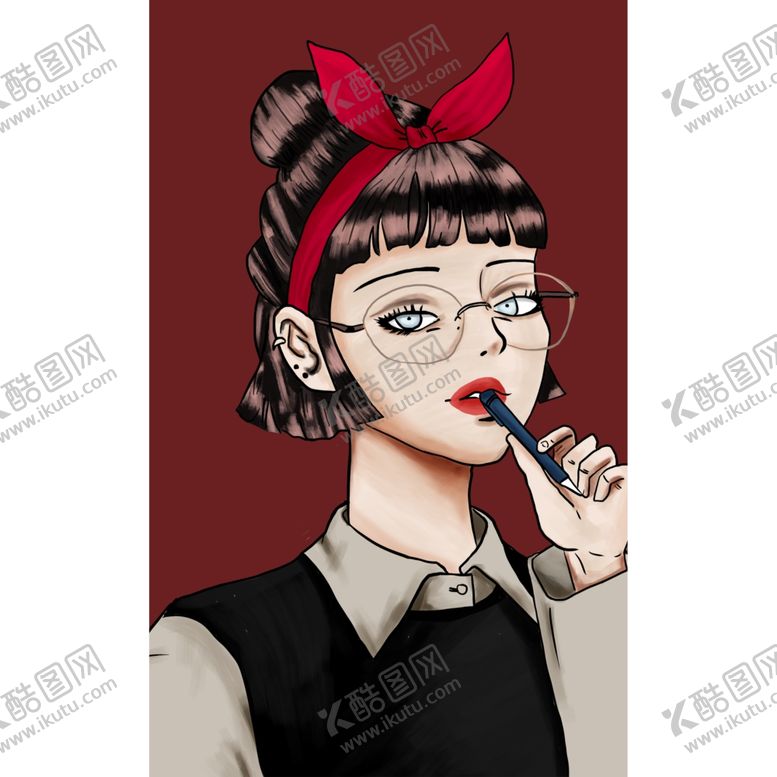 编号：44068306240259002412【酷图网】源文件下载-手绘女孩