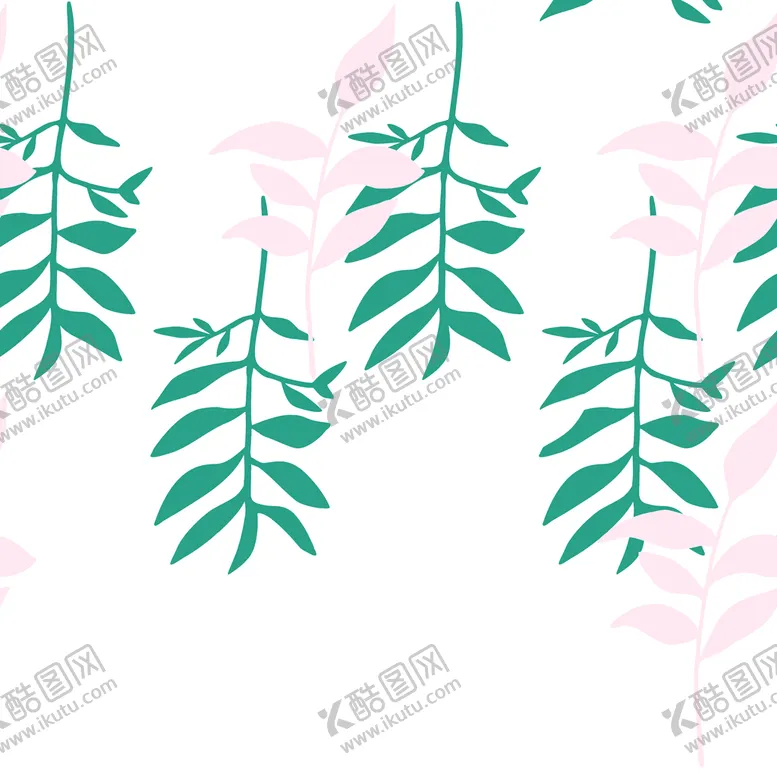 编号：96473109140049291842【酷图网】源文件下载-白底绿粉树叶数码高清