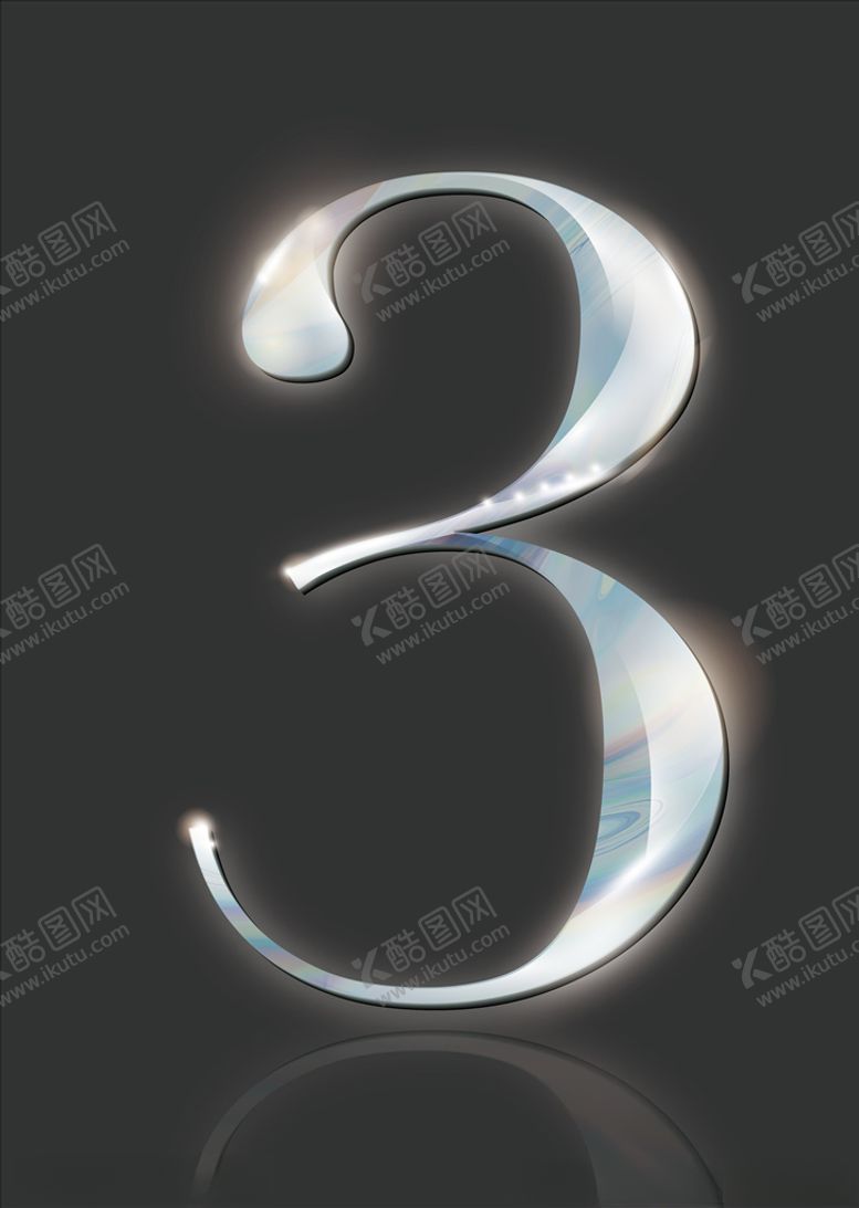 倒计时数字3水晶发光立体