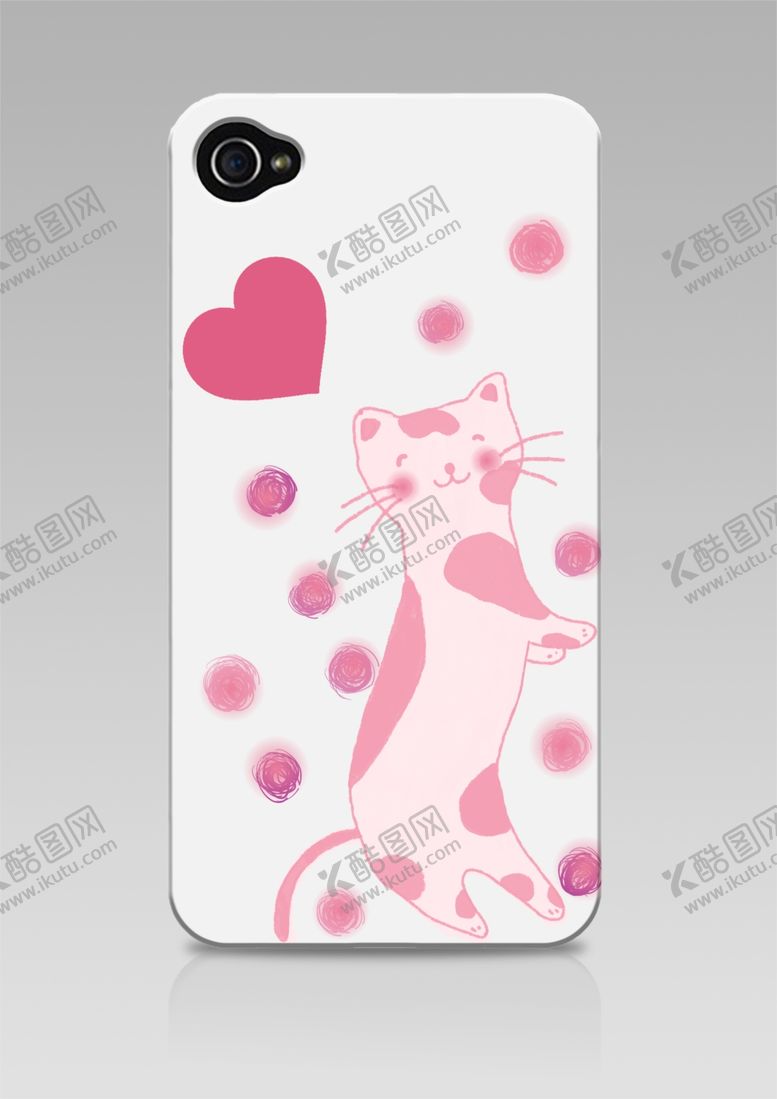 编号：92830106151706073156【酷图网】源文件下载-手机壳手绘插画粉色小猫