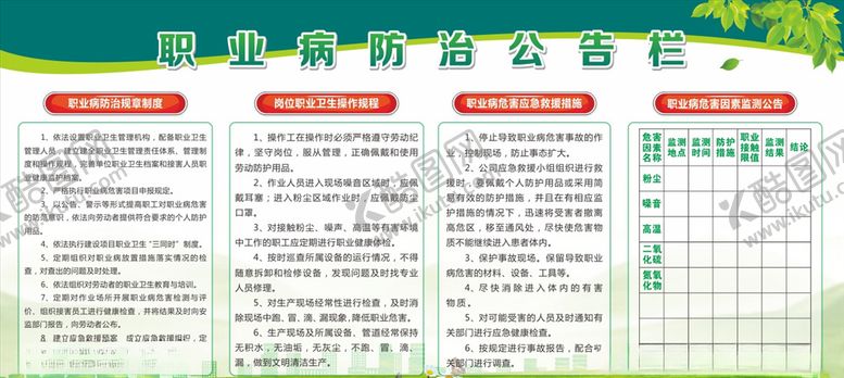 编号：34488309101308382429【酷图网】源文件下载-职业病防治公告栏