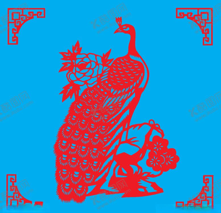 编号：72841310220812068371【酷图网】源文件下载-孔雀剪纸
