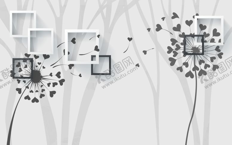 编号：84479609212105247888【酷图网】源文件下载-蒲公英背景墙