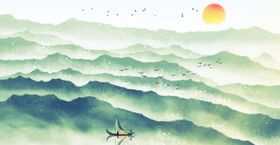 中国风背景山水墨唯美创意