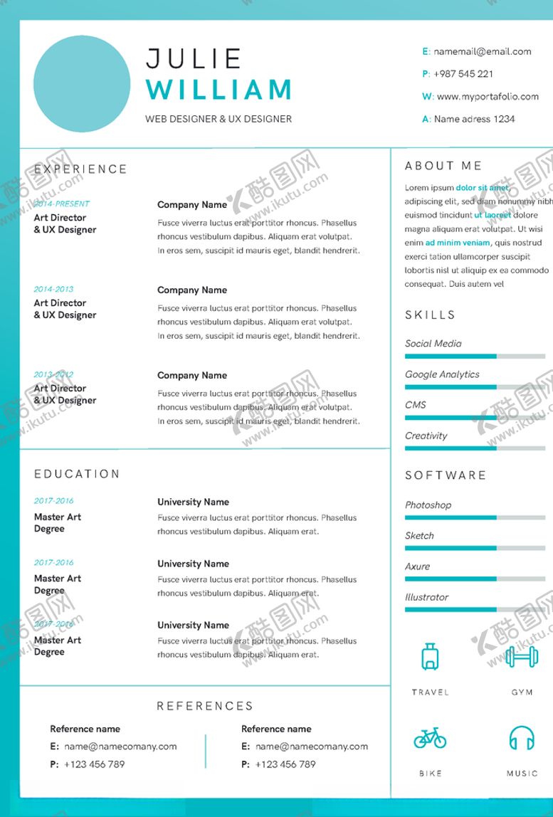 编号：94461809091950354664【酷图网】源文件下载-个人简历英文版