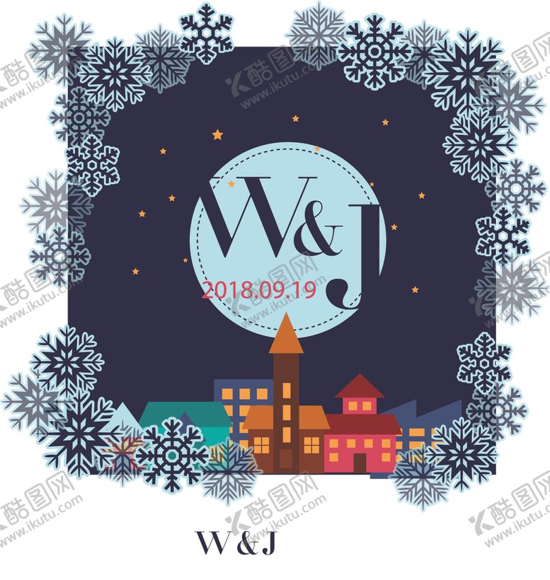 编号：23939012081625544283【酷图网】源文件下载-浪漫夜晚冬季城市雪花