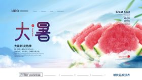 大暑朋友圈节日海报金属蜻蜓闪屏