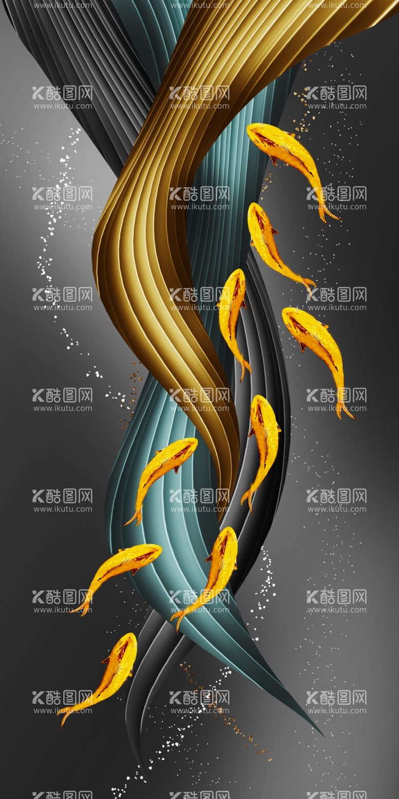 编号：77693712021530477006【酷图网】源文件下载-九鱼玄关装饰画