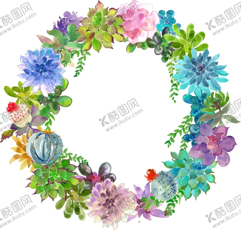编号：44834503100222235923【酷图网】源文件下载-手绘水彩多肉