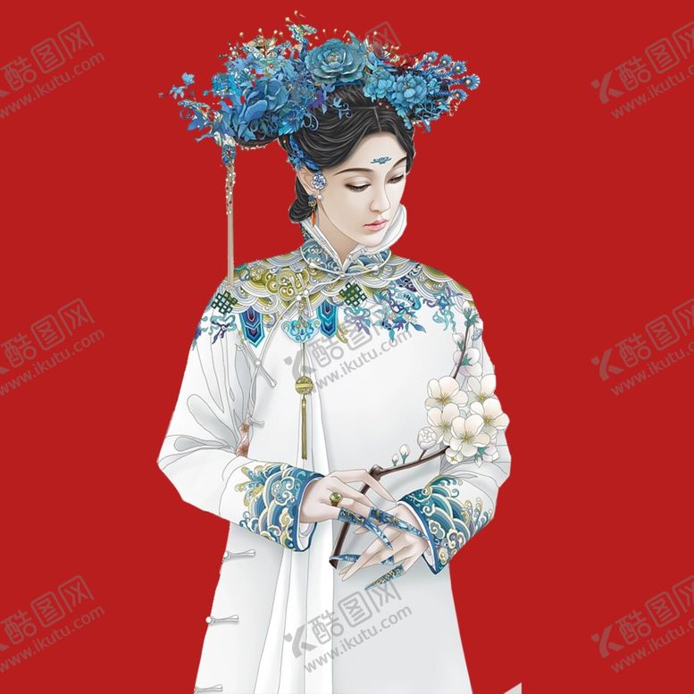 编号：75713303020018131496【酷图网】源文件下载-手绘清朝美女