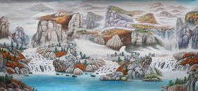 山水画家庭画背景小舟