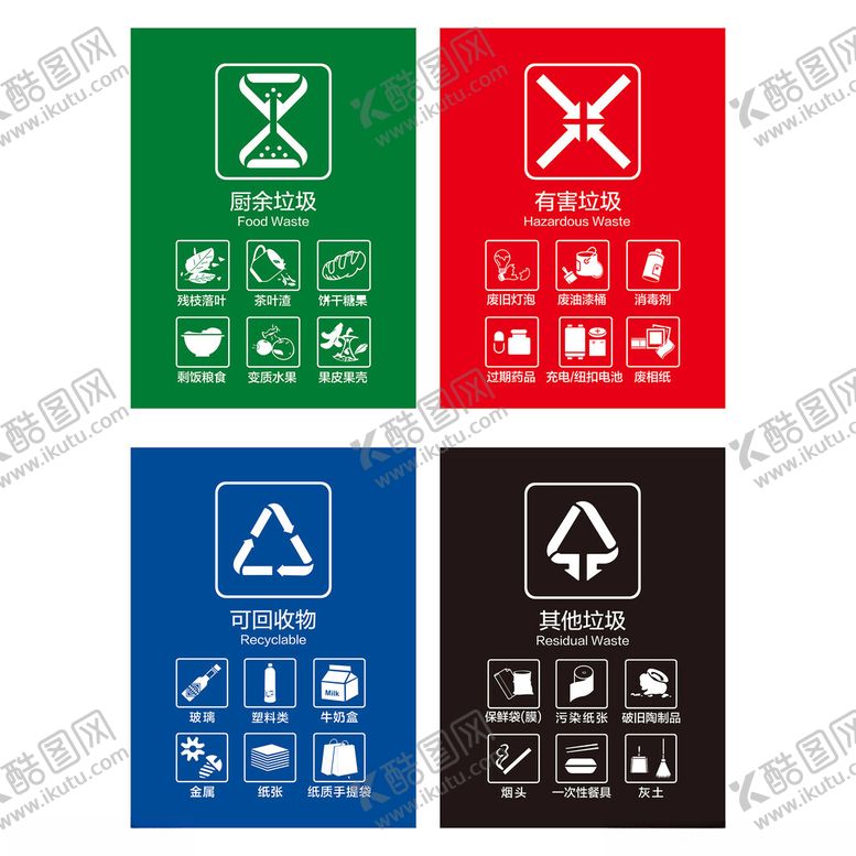 编号：80911004041124535782【酷图网】源文件下载-垃圾分类标识图案