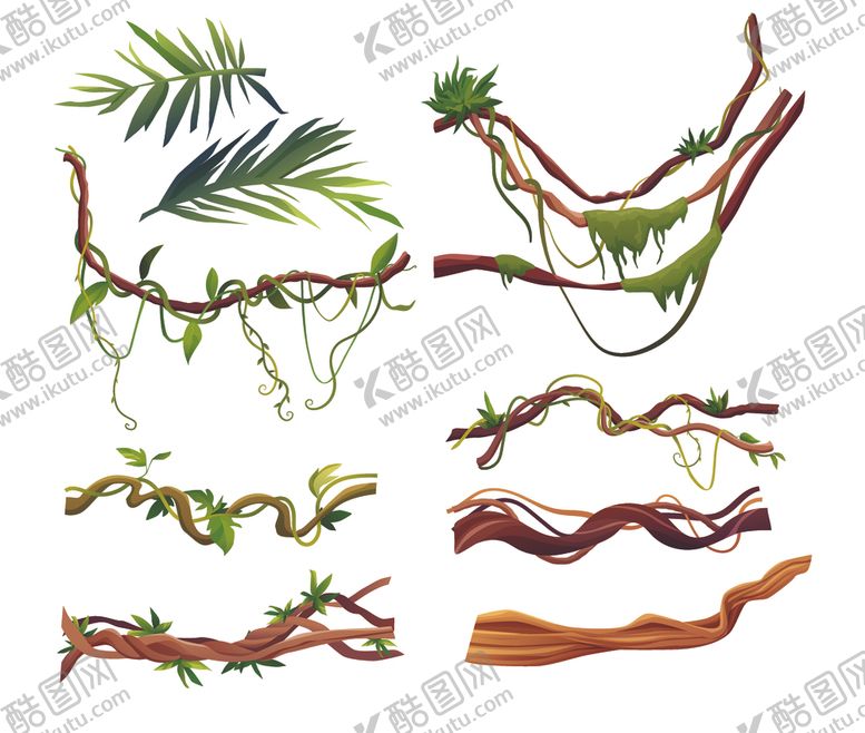 编号：36274803051109403753【酷图网】源文件下载-绿植藤蔓矢量卡通插画