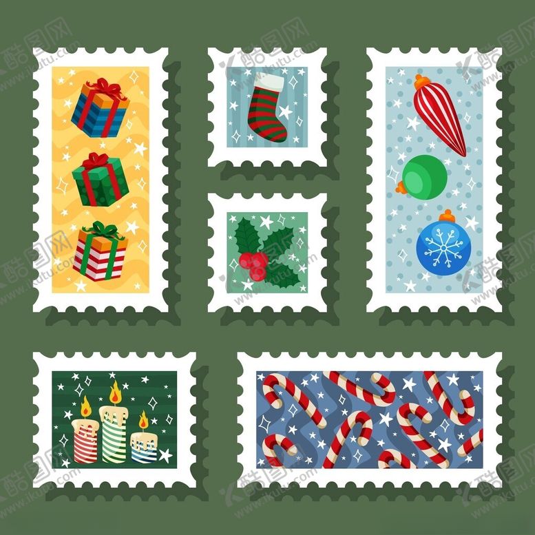 编号：26976111202021332045【酷图网】源文件下载-圣诞主题精美邮票展示